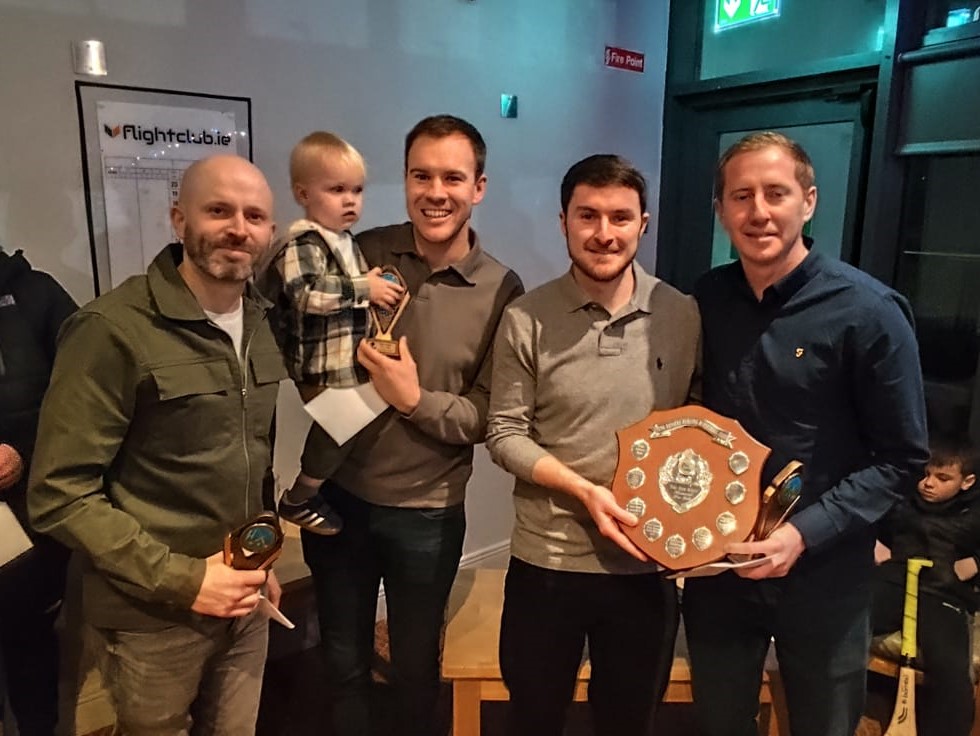Colm Kiely with the Ger Kiely Long Puck 2025 winning team Eric Dilloughery, Eoghan Greene, Eric Kennedy